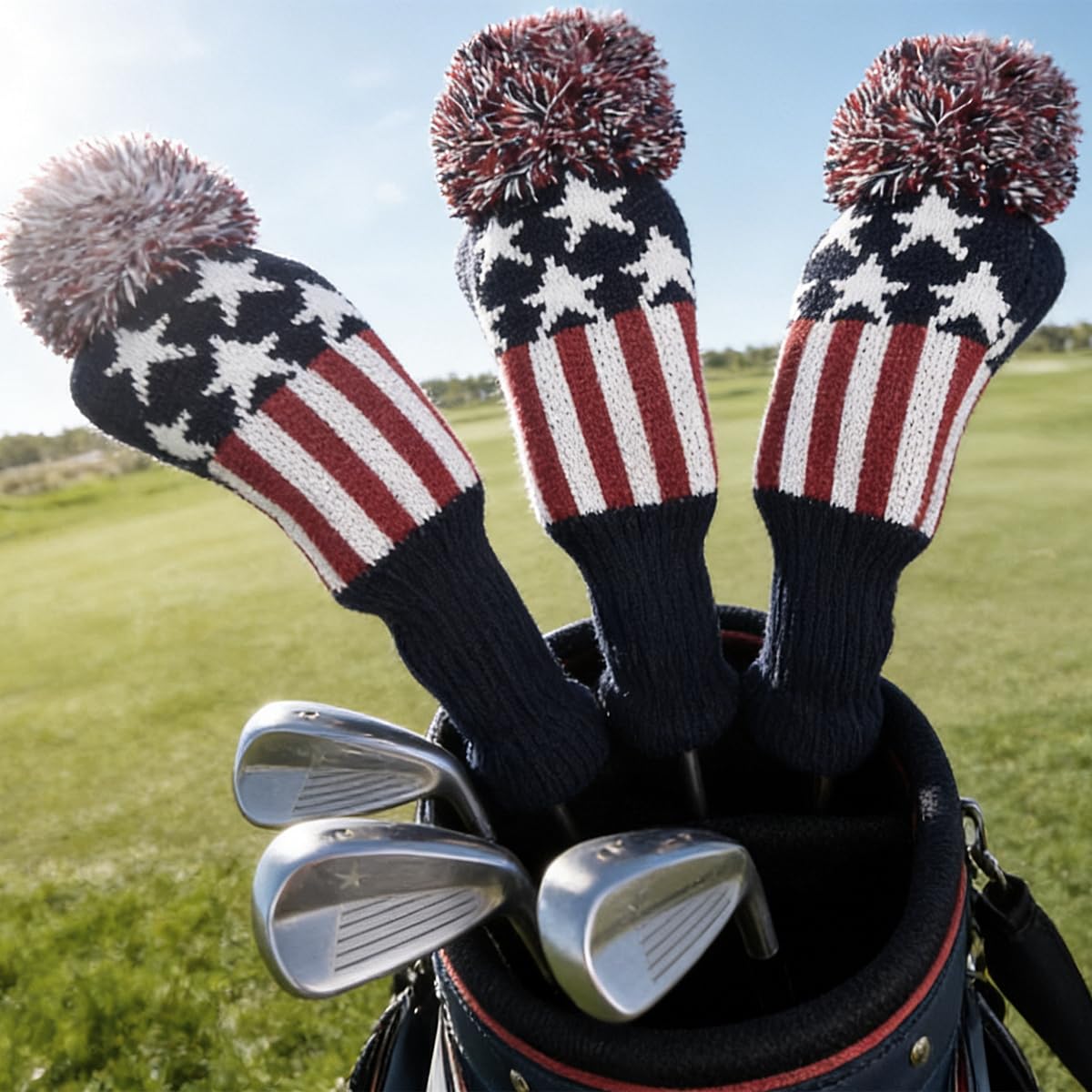 GOOACTION No.3 and No.5 fairway covers on clubs offering secure fit