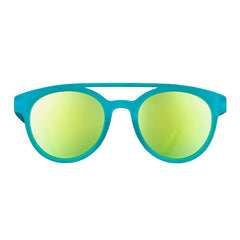 goodr Dr. Ray side profile highlighting frame shape and secure fit benefit: low bounce