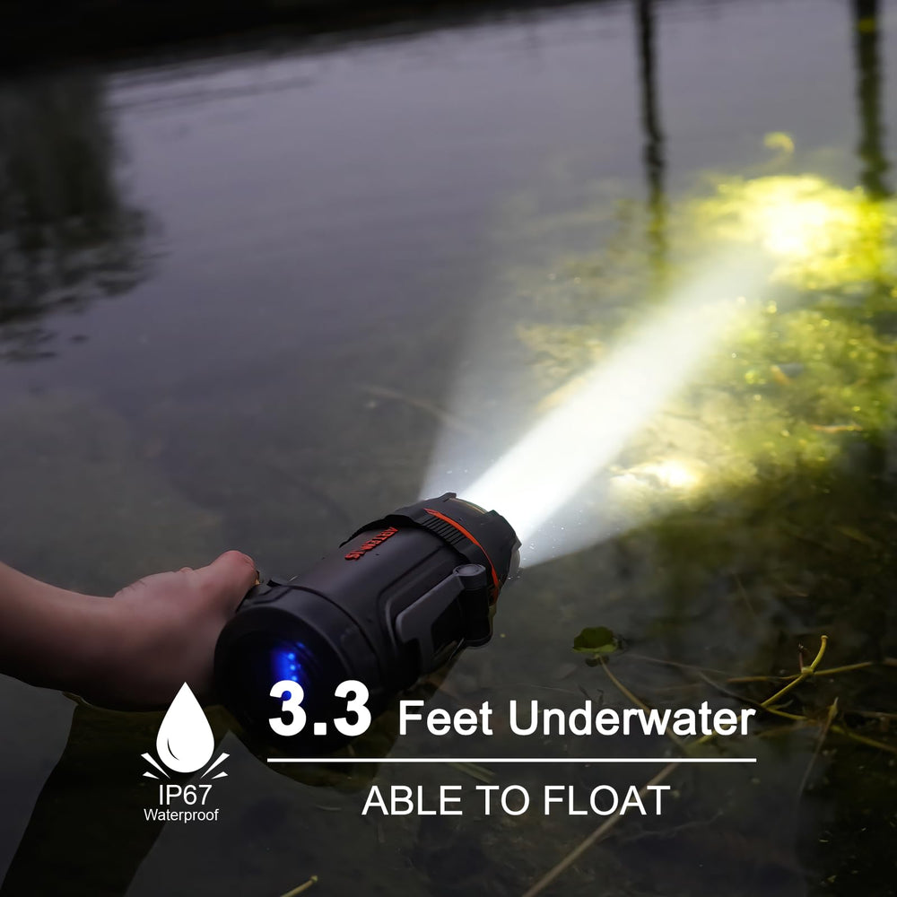 GOODSMANN spotlight floating on water showing buoyancy and marine safety benefit