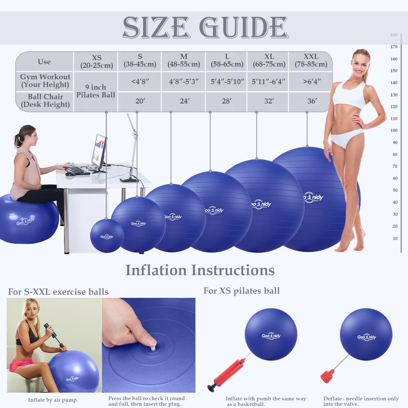 Goonidy pump and label displayed highlighting easy inflation benefit