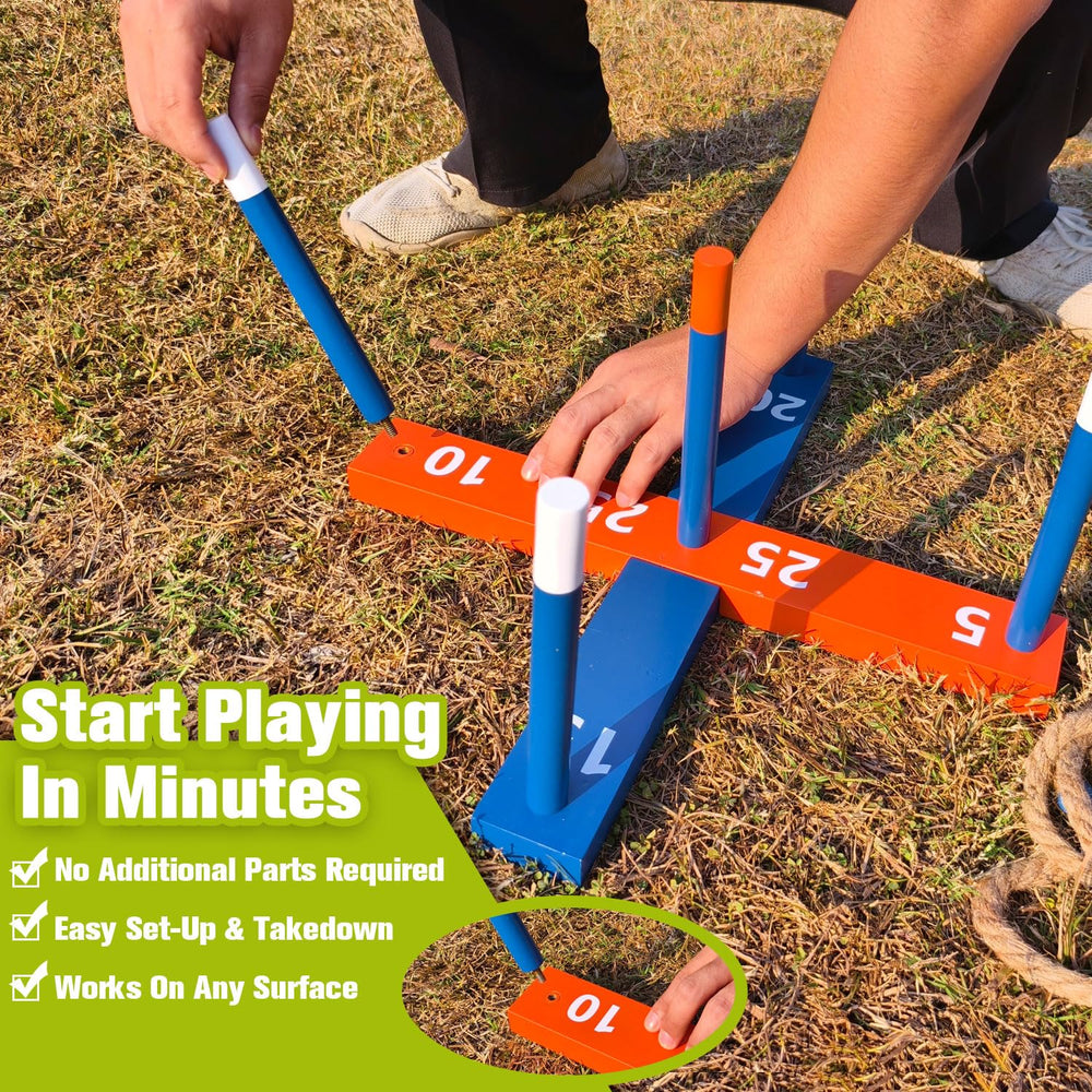GOOSO ring toss set arranged on backyard lawn for family outdoor fun