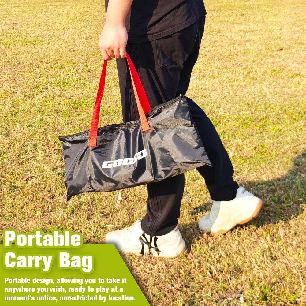 GOOSO size comparison with hand showing portability and quick storage