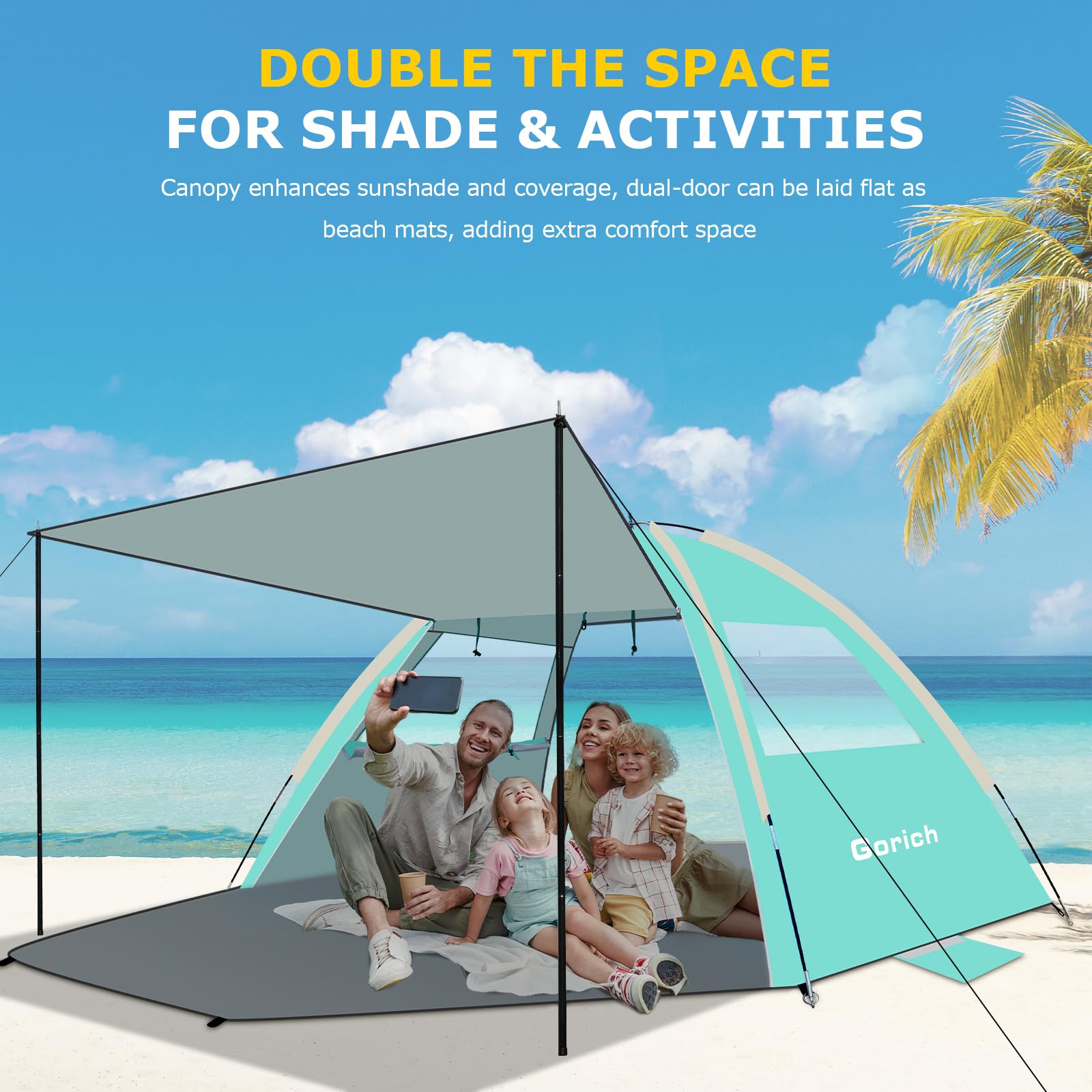 Gorich canopy extension detail demonstrating expanded shade coverage