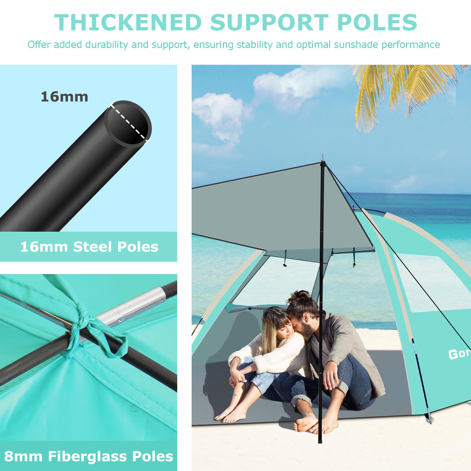 Gorich beach tent in use with family illustrating sun protection and leisure