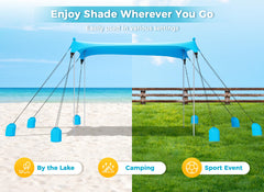 Gorich family relaxing under 10x10 canopy demonstrating group comfort
