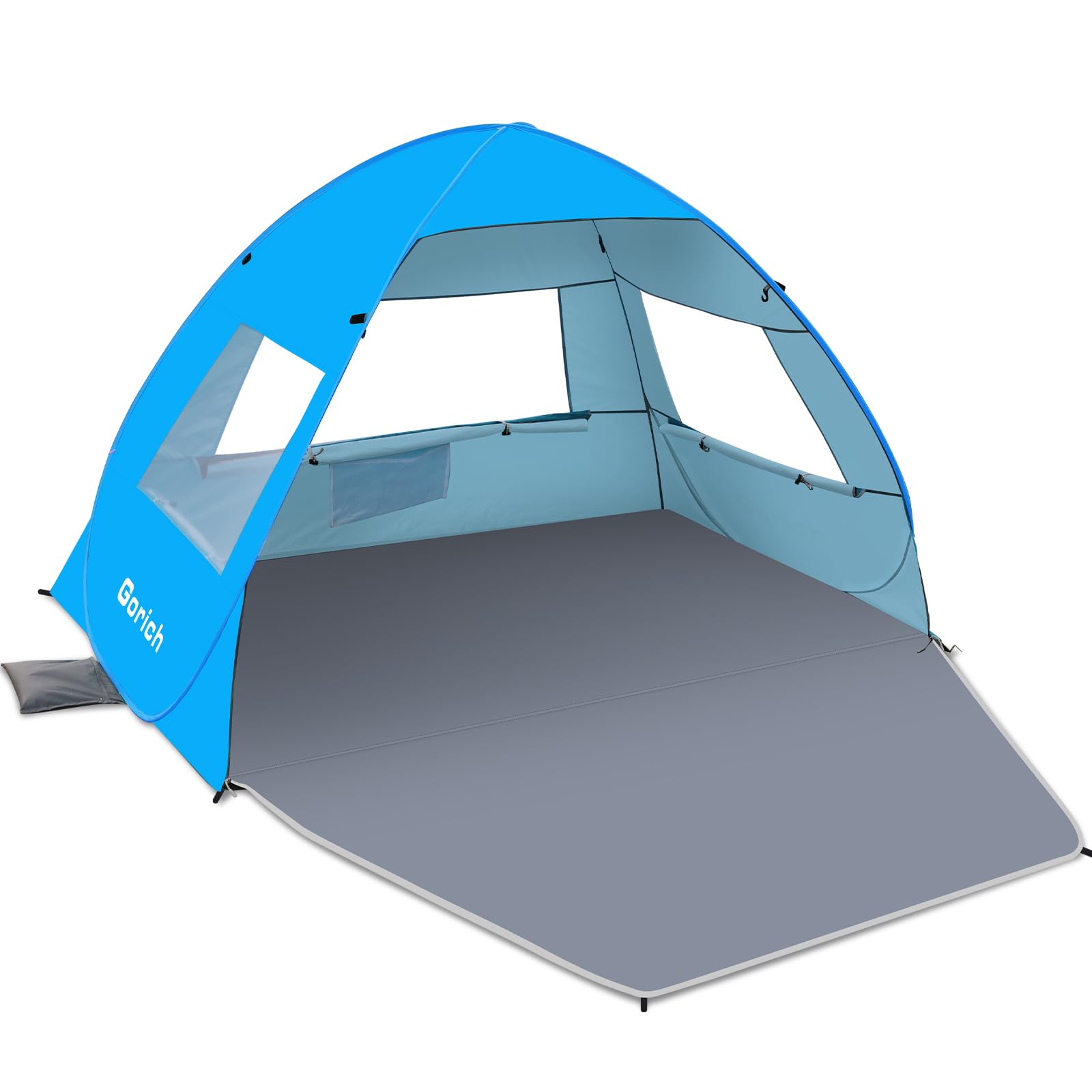 Gorich front view of tent showing shelter and shade for quick setup