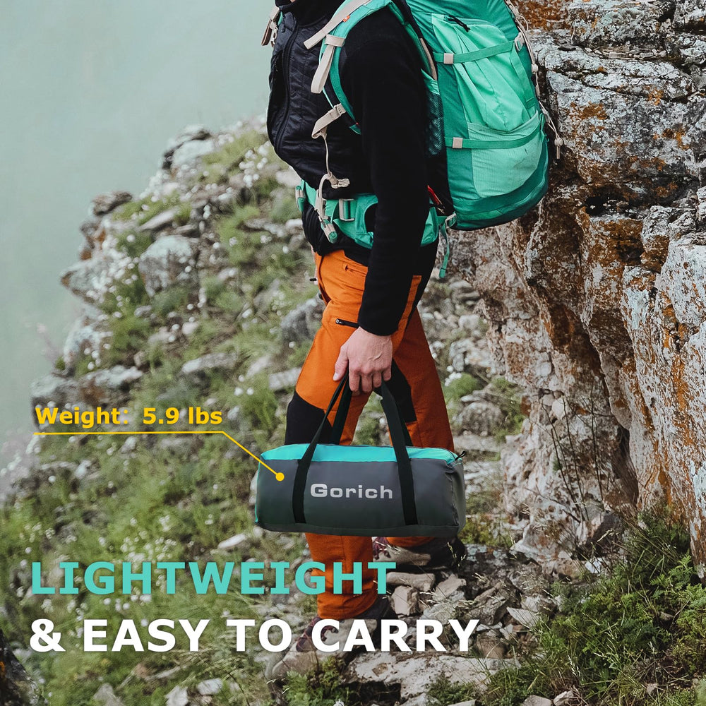 Gorich compact packed bag showing easy transport and lightweight design