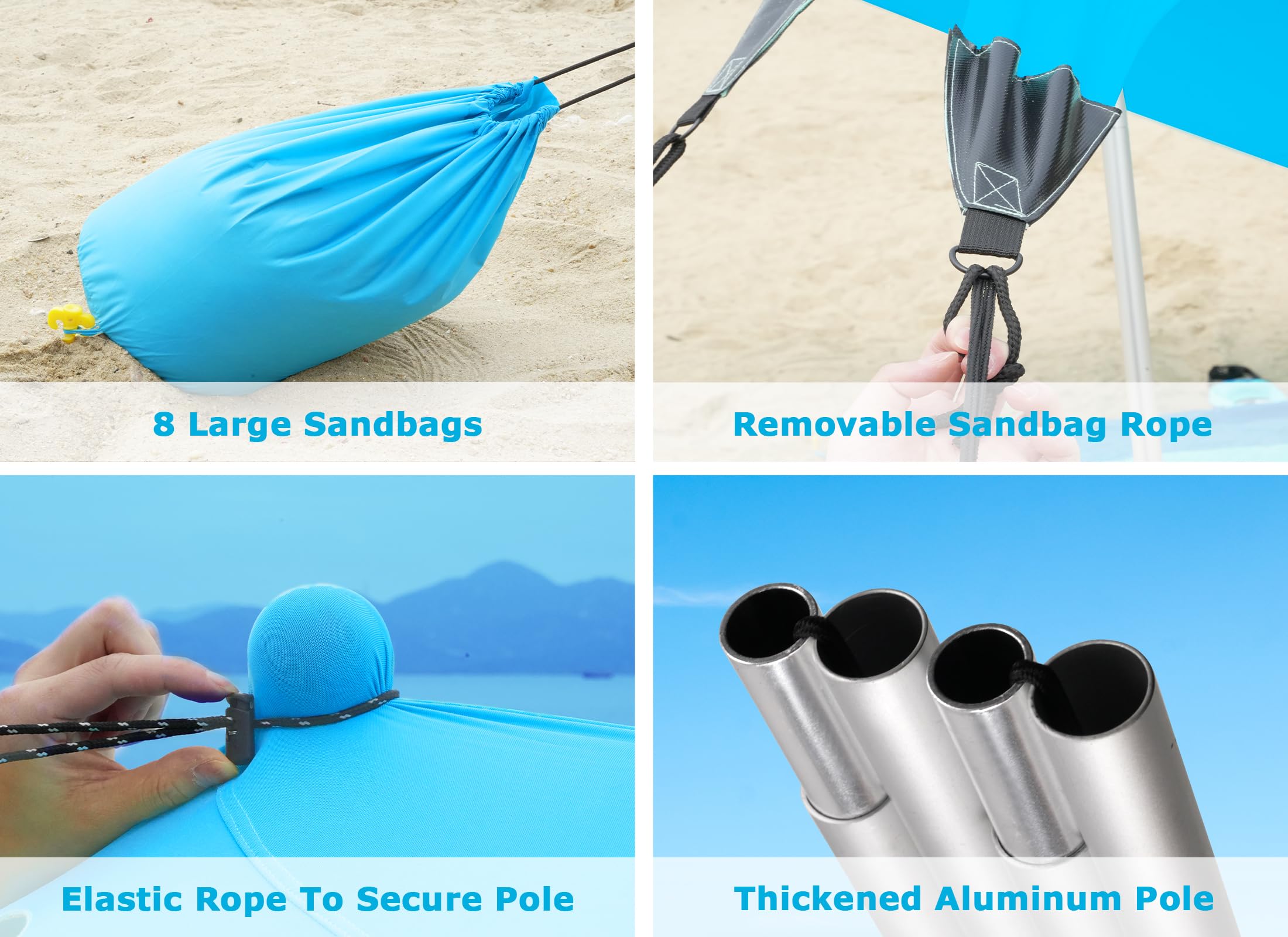Gorich aluminum poles and ground stakes conveying sturdy setup