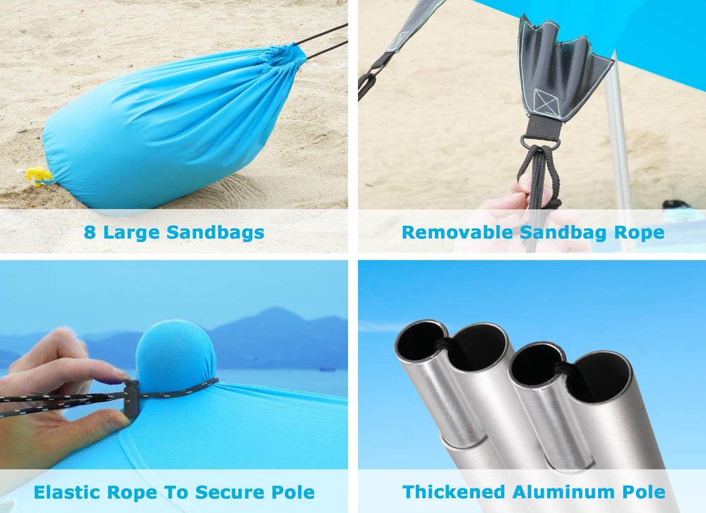 Gorich aluminum poles and ground stakes conveying sturdy setup