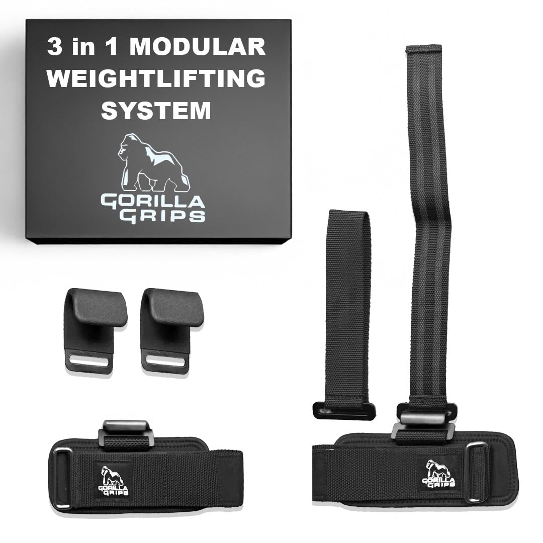 Gorilla Grips front packaging showing kit contents and modular attachments for versatile lifting