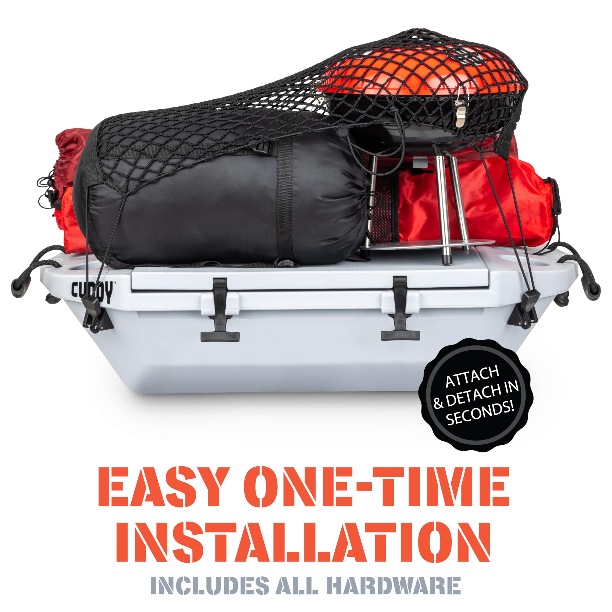 GoSports Cargo Net paired with crawler wheel kit showing easy land hauling