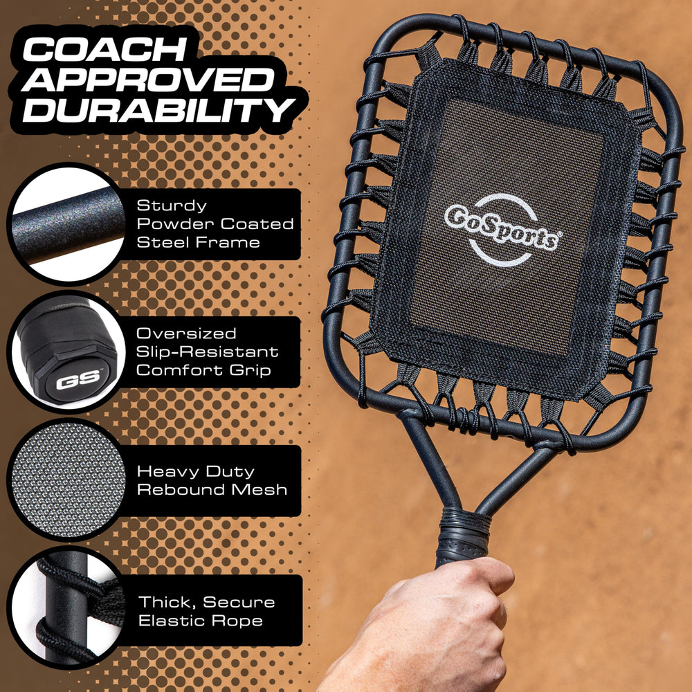 GoSports handle grip detail demonstrating comfort texture, reduces hand fatigue during drills