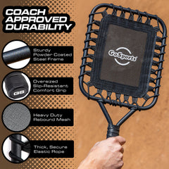 GoSports handle grip detail demonstrating comfort texture, reduces hand fatigue during drills