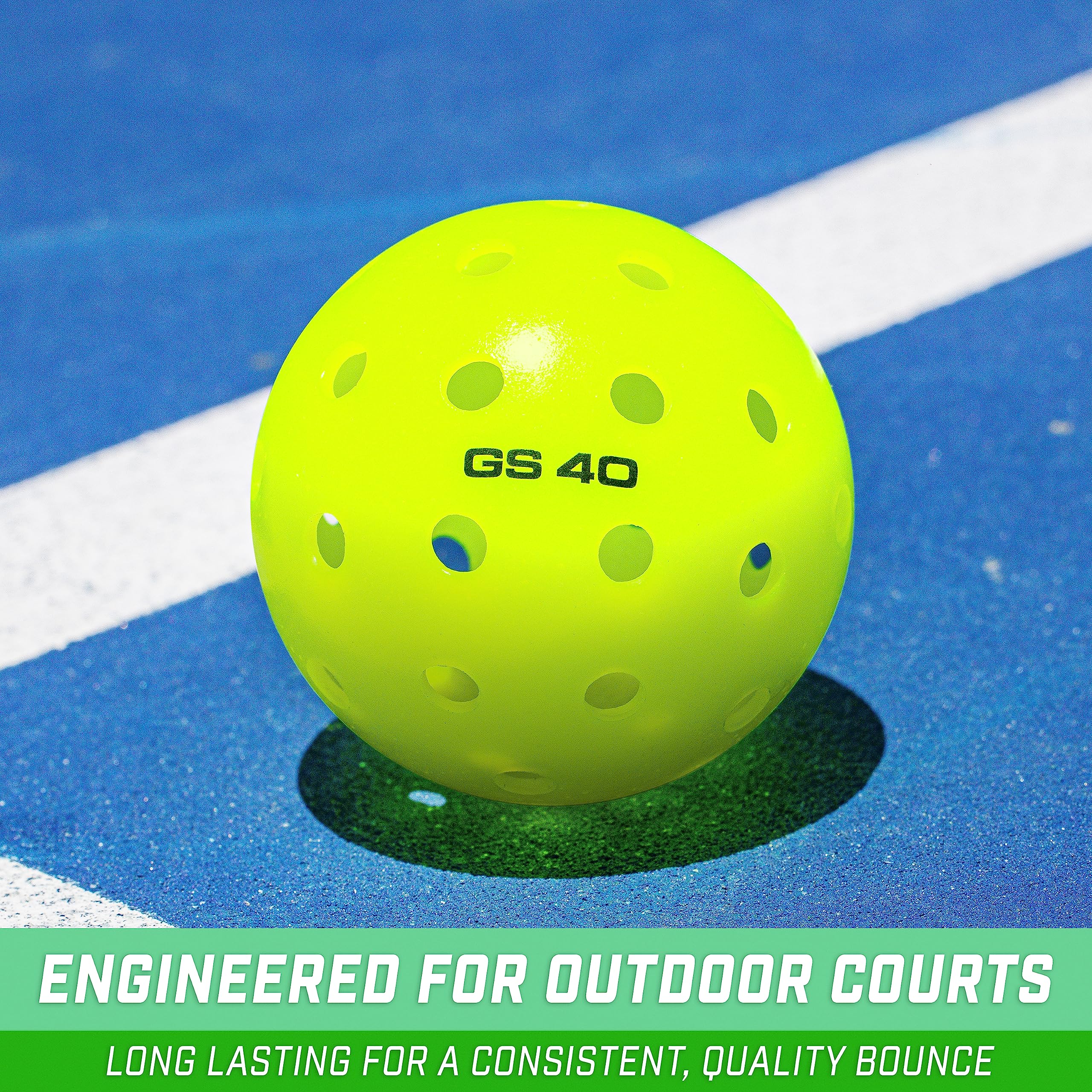 GoSports GS 40 ball in play on outdoor court demonstrating predictable bounce