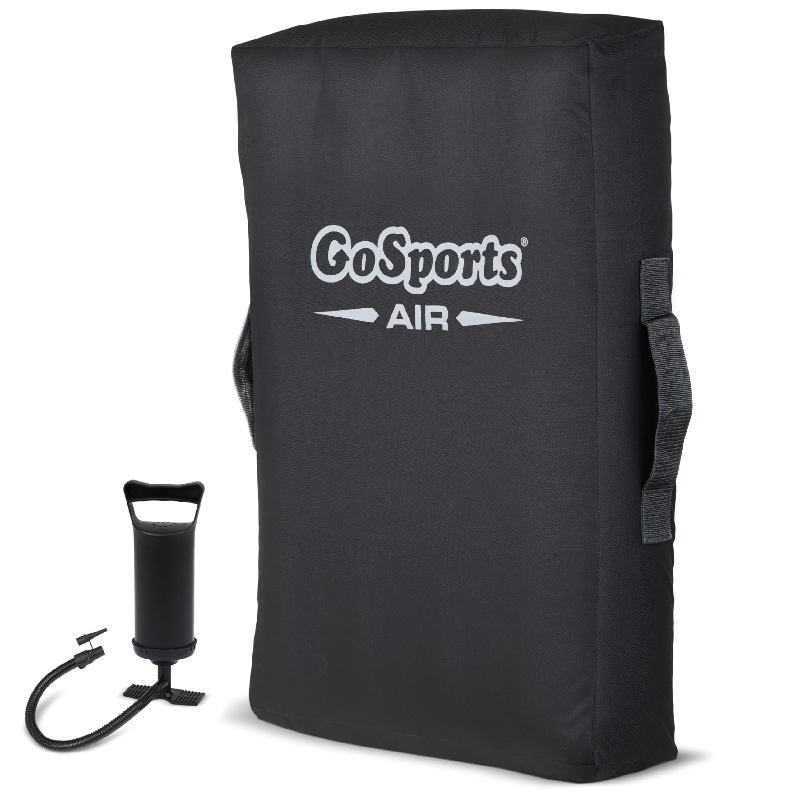 GoSports inflatable blocking pad front view showing full size and handles for easy control