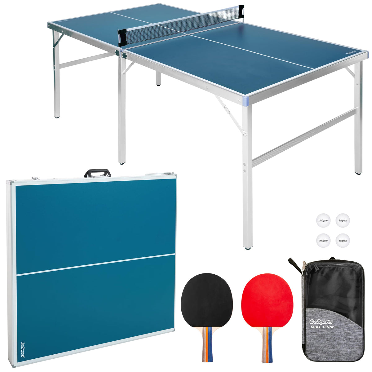 GoSports mid-size table front view showing playing surface and setup ease
