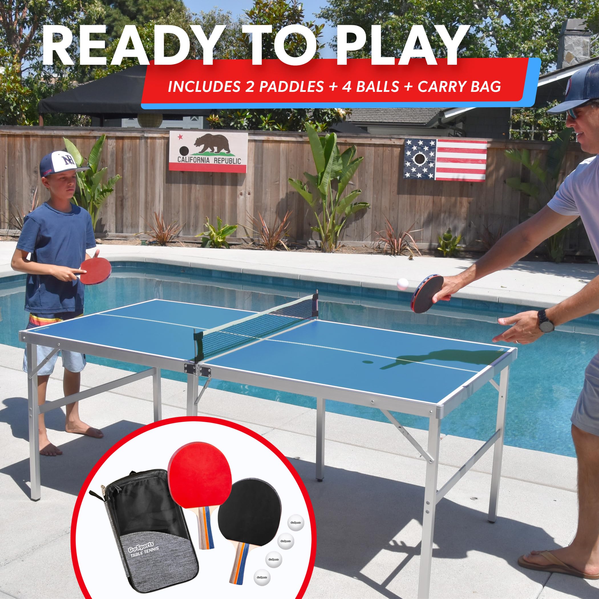 GoSports paddles and balls detail highlighting included accessories for play