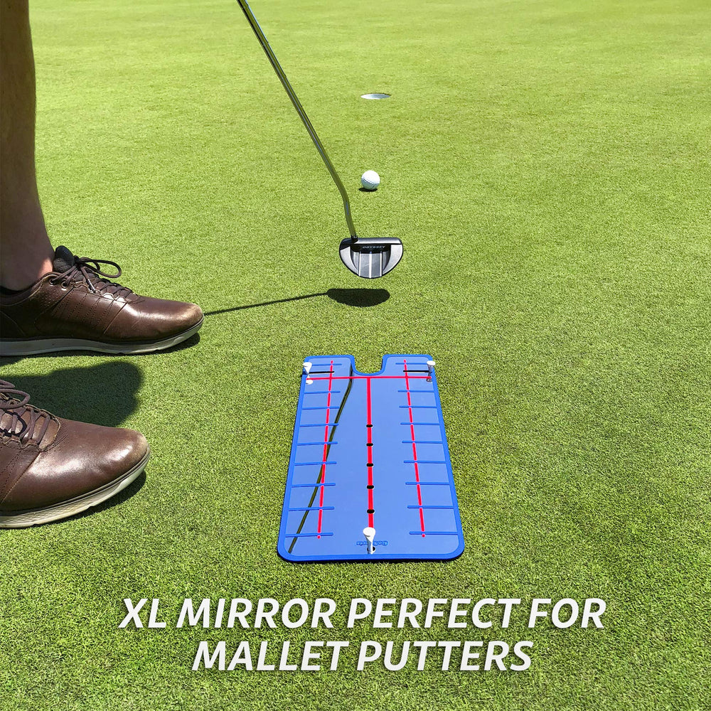 GoSports mirror with mallet putter demonstrating proper head fit and benefit