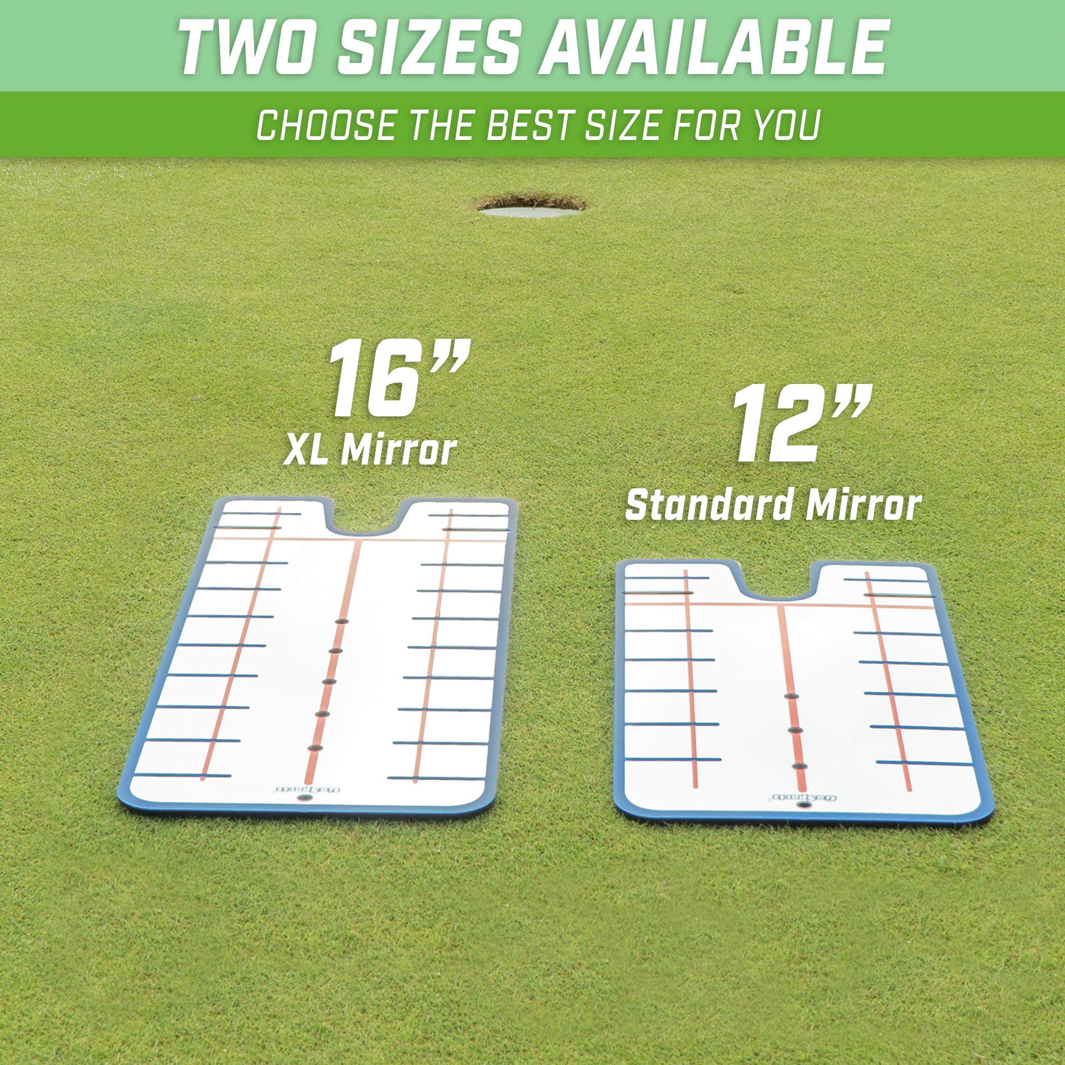 Retail-packaged GoSports mirror ready to gift for improved putting practice