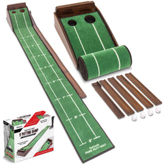 GoSports putting ramp front view showing full 9 ft surface and cups for reliable practice