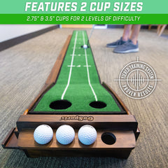 GoSports putting surface detail showing printed distance markers for precise drills