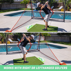 GoSports Shank Net in use mounted on right side catching errant shots benefit