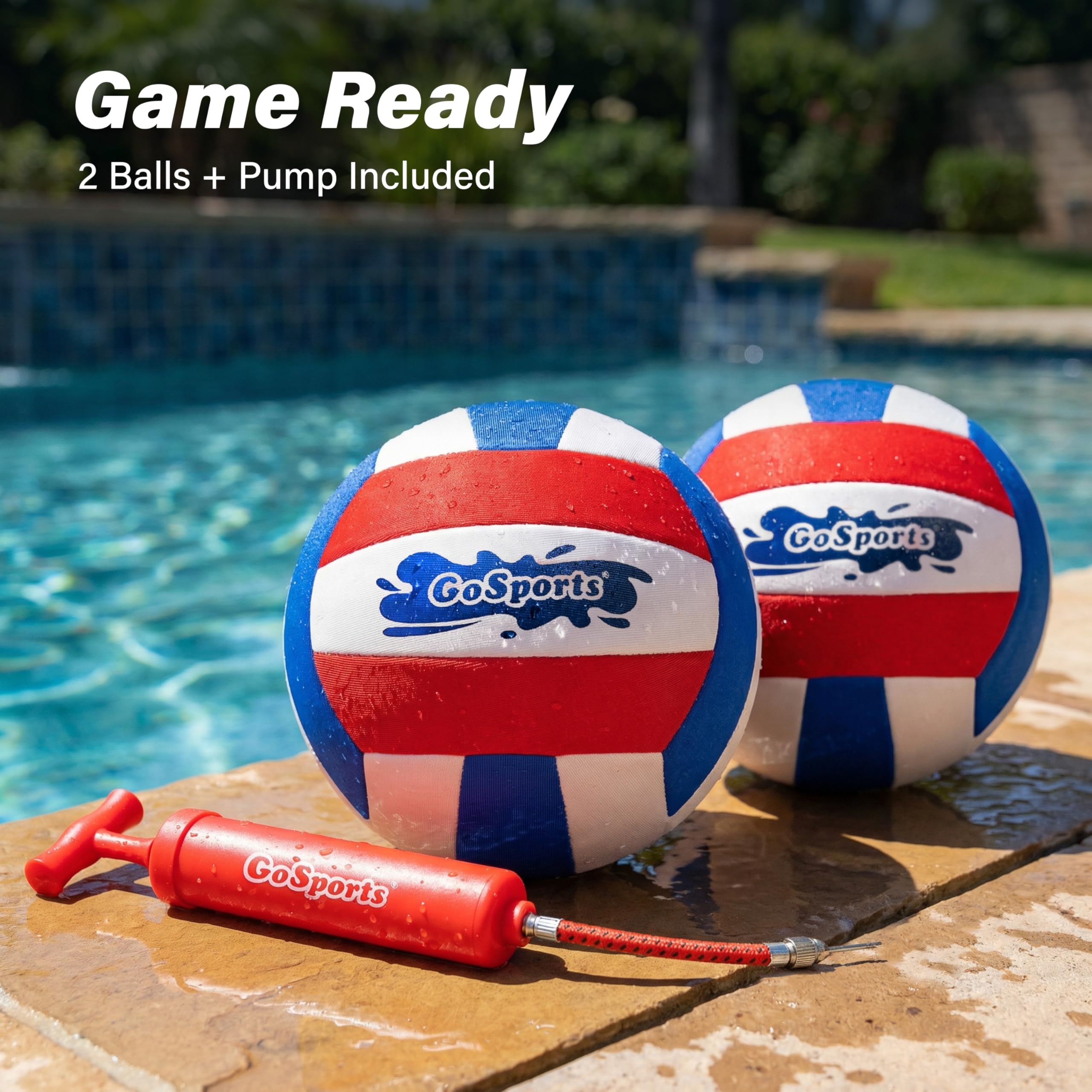 GoSports 8-inch volleyball held in hand for scale, portable and light