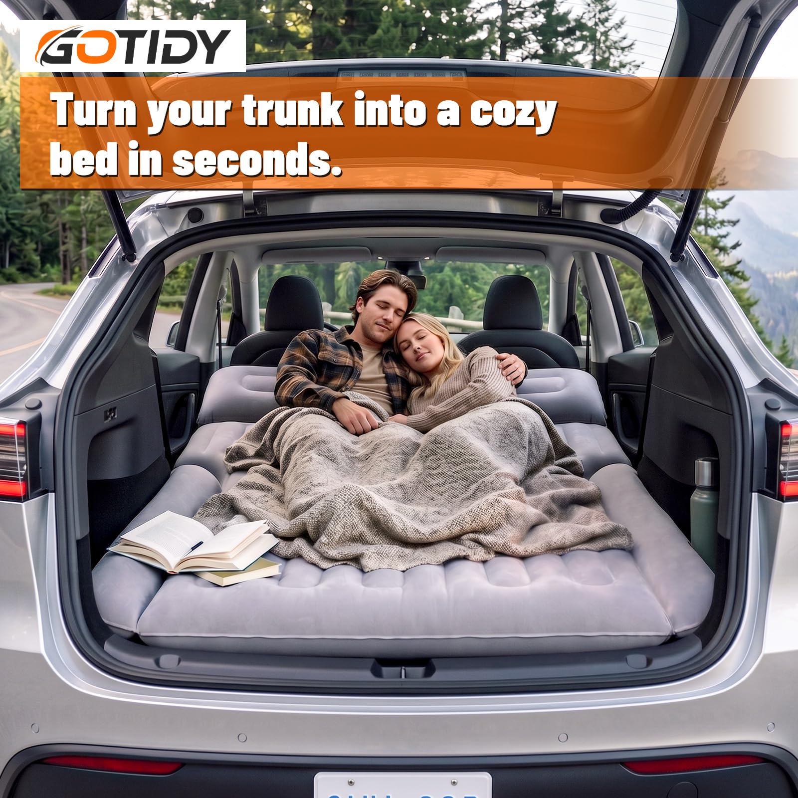 GOTIDY fully inflated mattress in SUV cargo offering stable overnight support