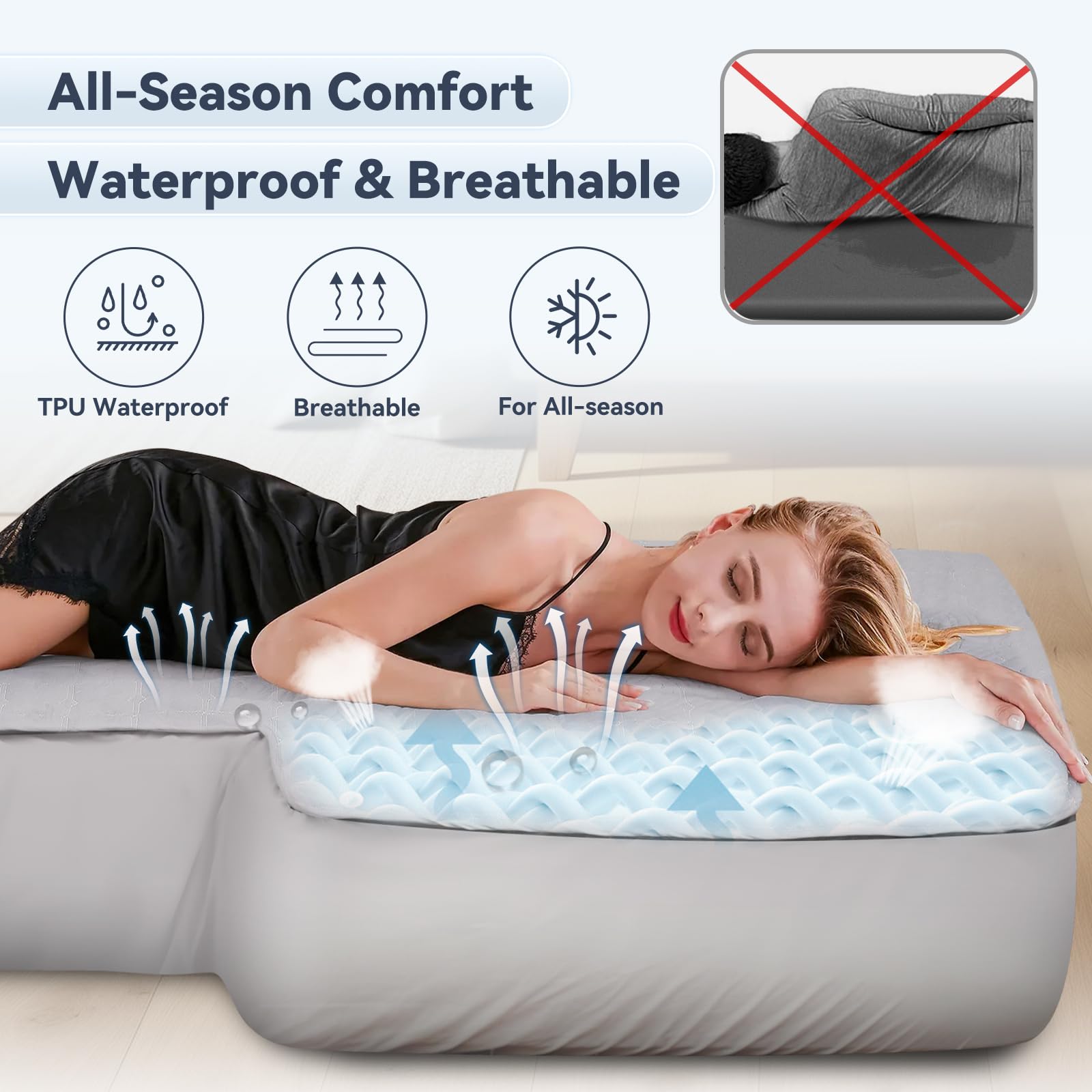 GOTIDY detail of TPU waterproof layer protecting mattress from spills