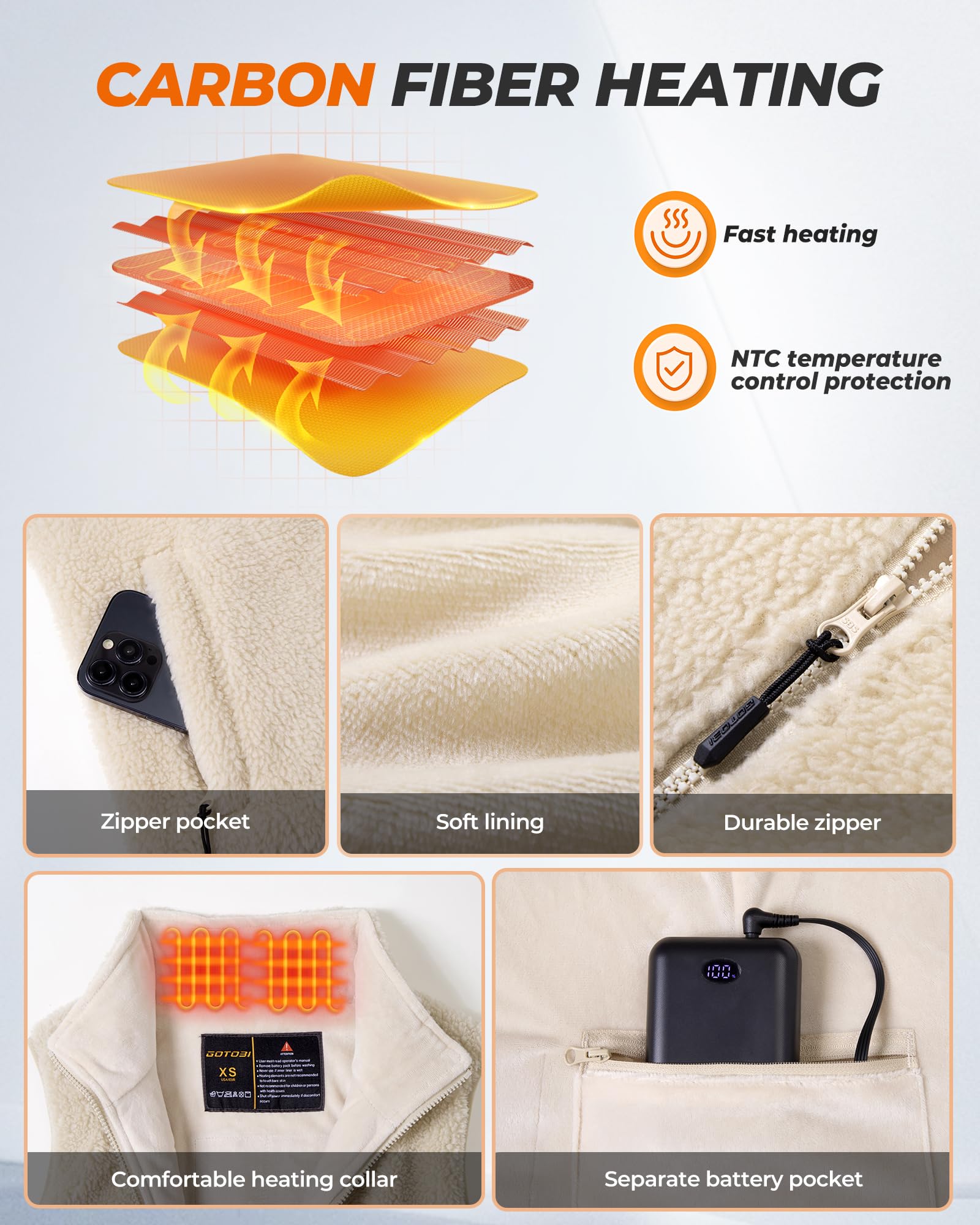 GOTOBI rechargeable 16000mAh battery with LED display and Type-C charging for convenience