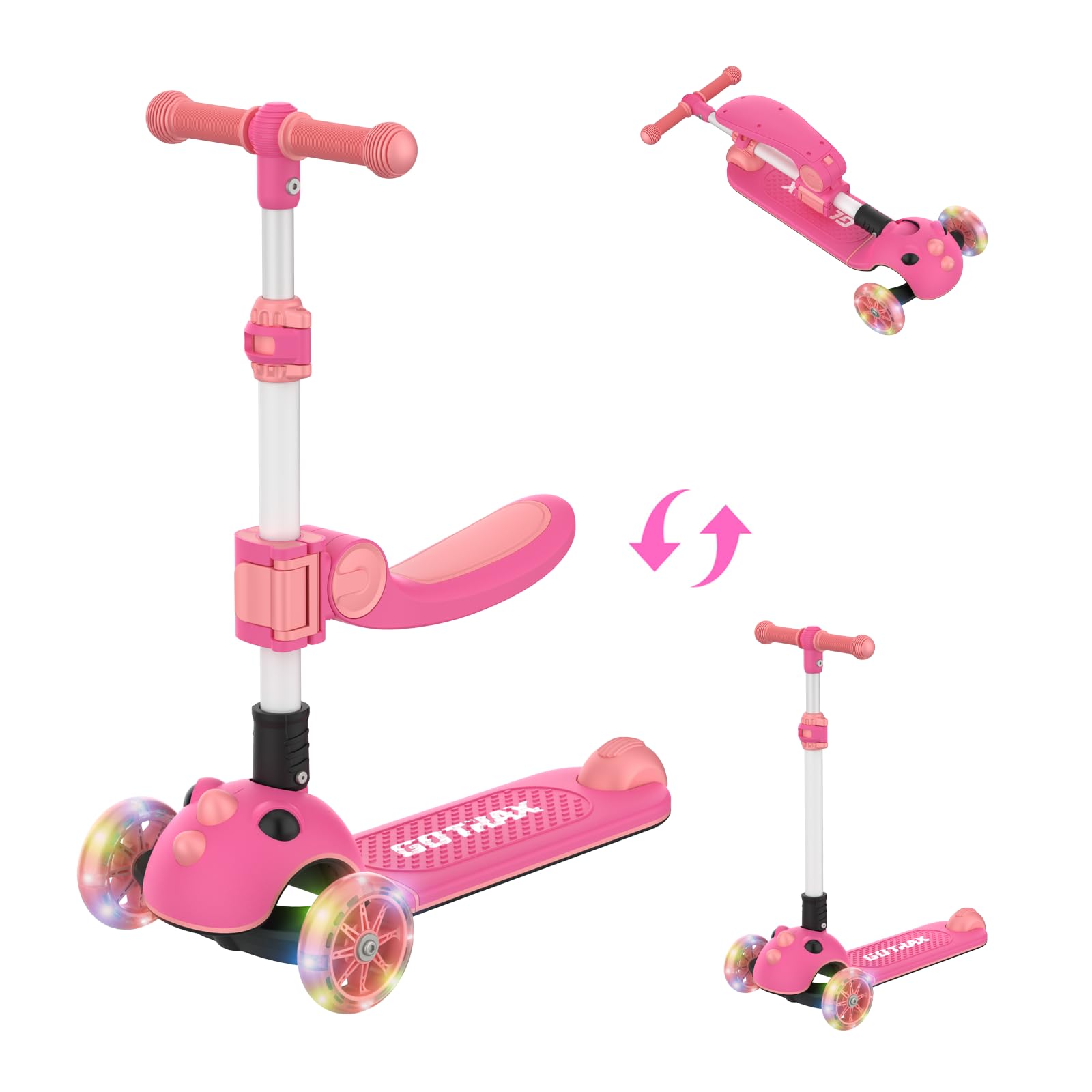 Gotrax KS3 Pro front profile showing three-wheel stability and kid-friendly design