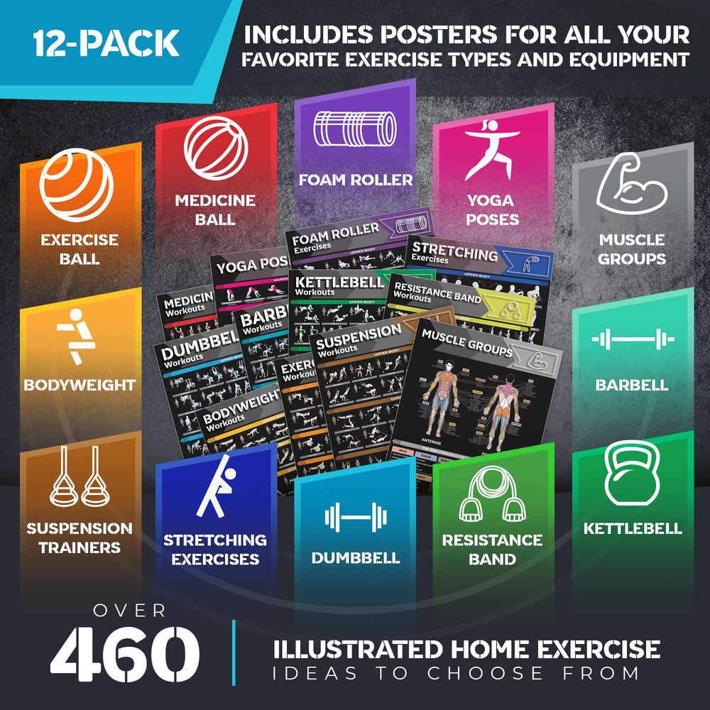 Grand Basics dumbbell poster close-up illustrating exercise forms and quick-reference cues for safer lifting