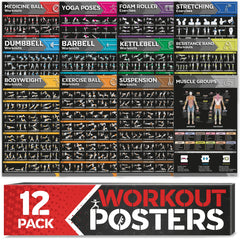 Grand Basics front view of 12-pack posters showing clear titles and organized layout for quick workouts