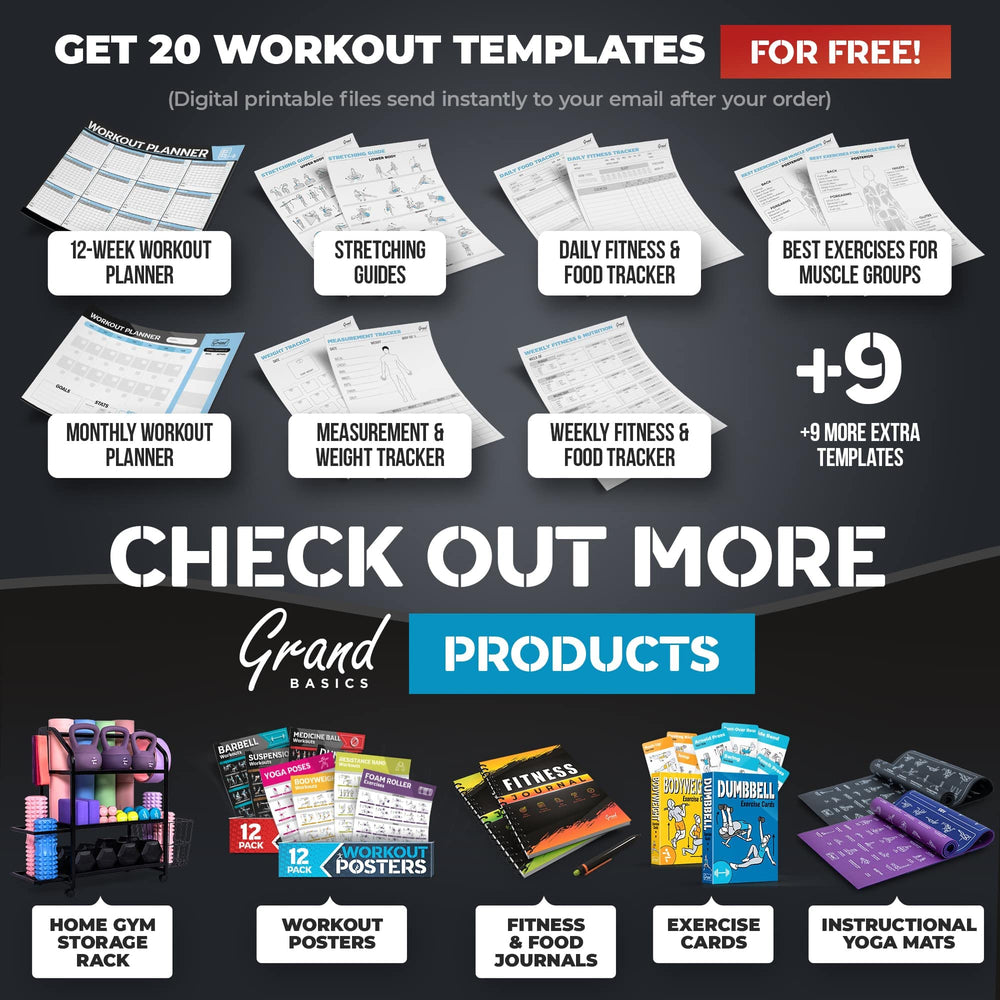 GRAND BASICS posters on home gym wall improving workout planning