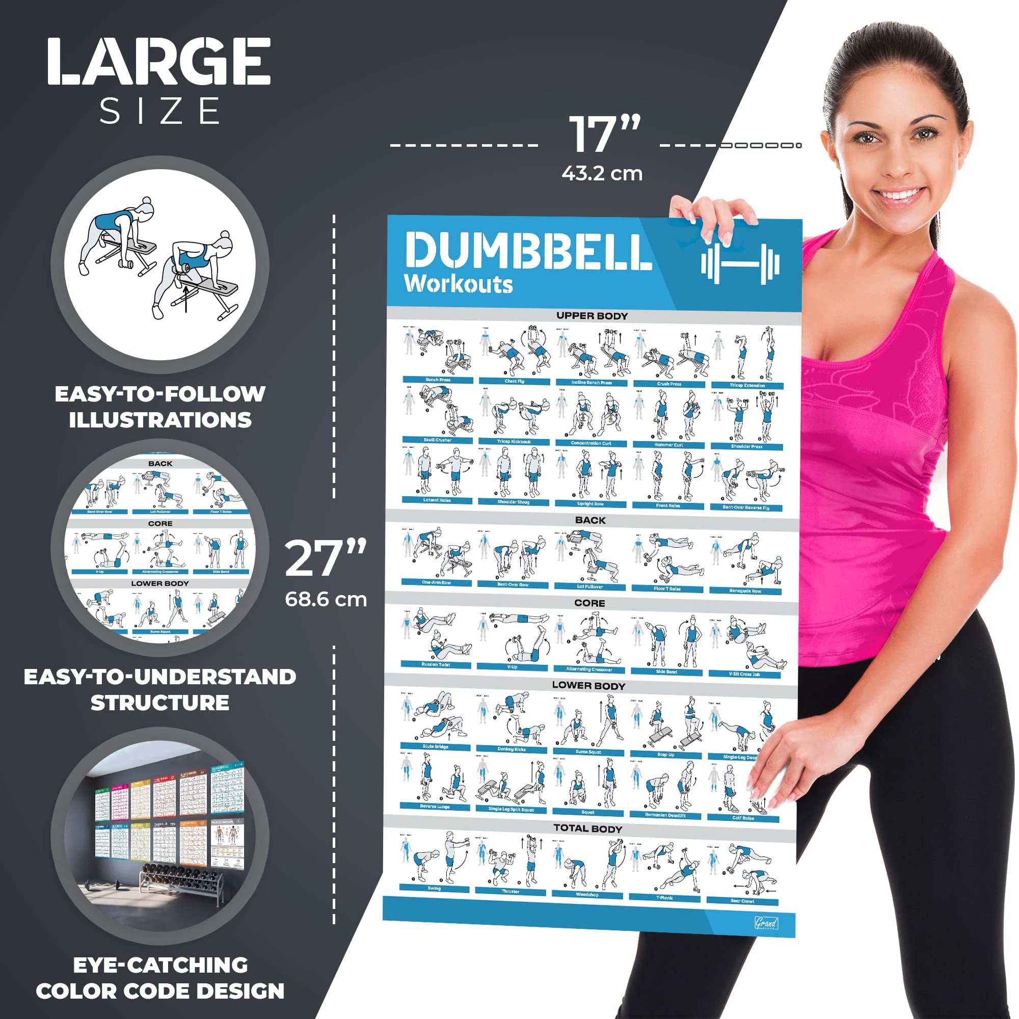 GRAND BASICS yoga poster in use on wall for pose guidance