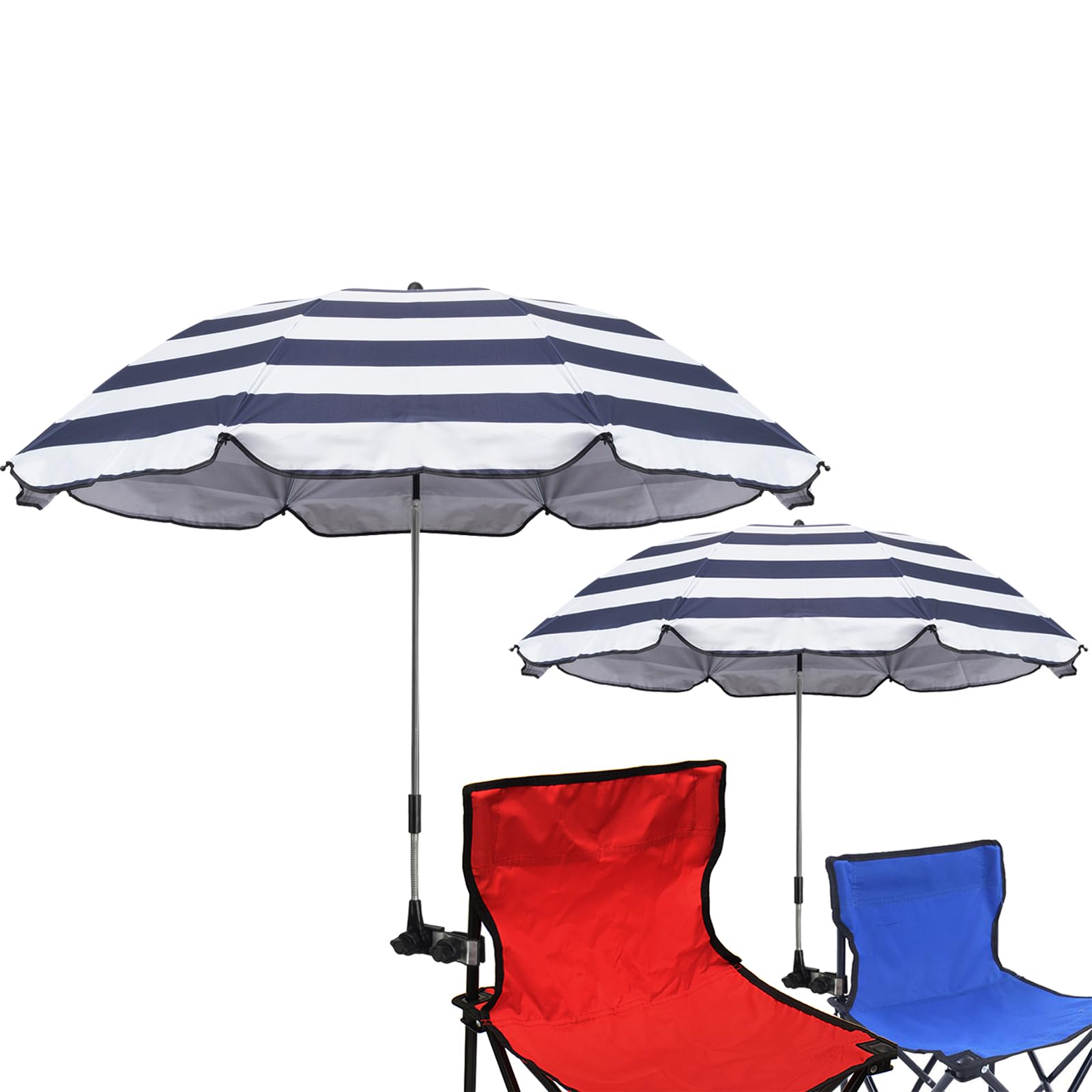 GRANDMEI parasol clamped to beach chair providing instant shade