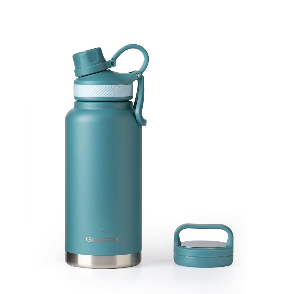 GrandTies front view of Atlantis Blue bottle showing sleek finish and capacity benefit
