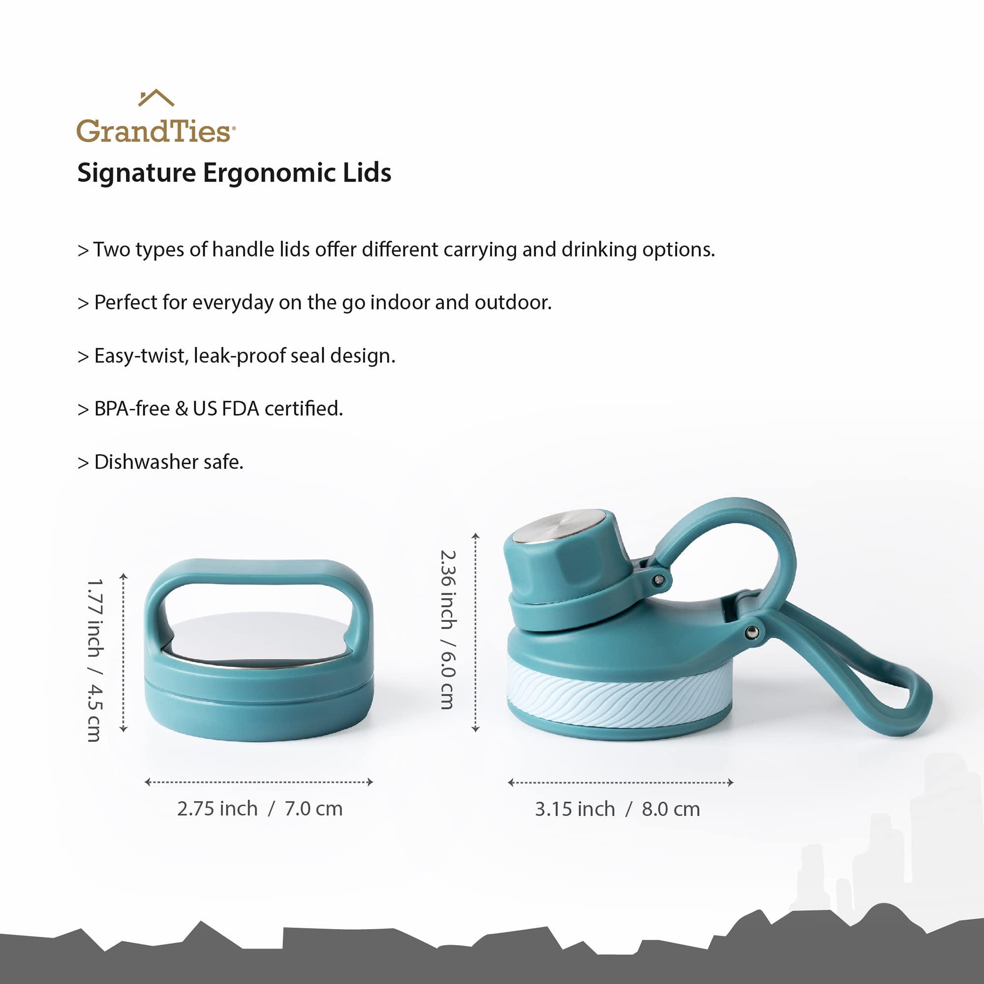 GrandTies handled lid detail for secure carry and easy transport