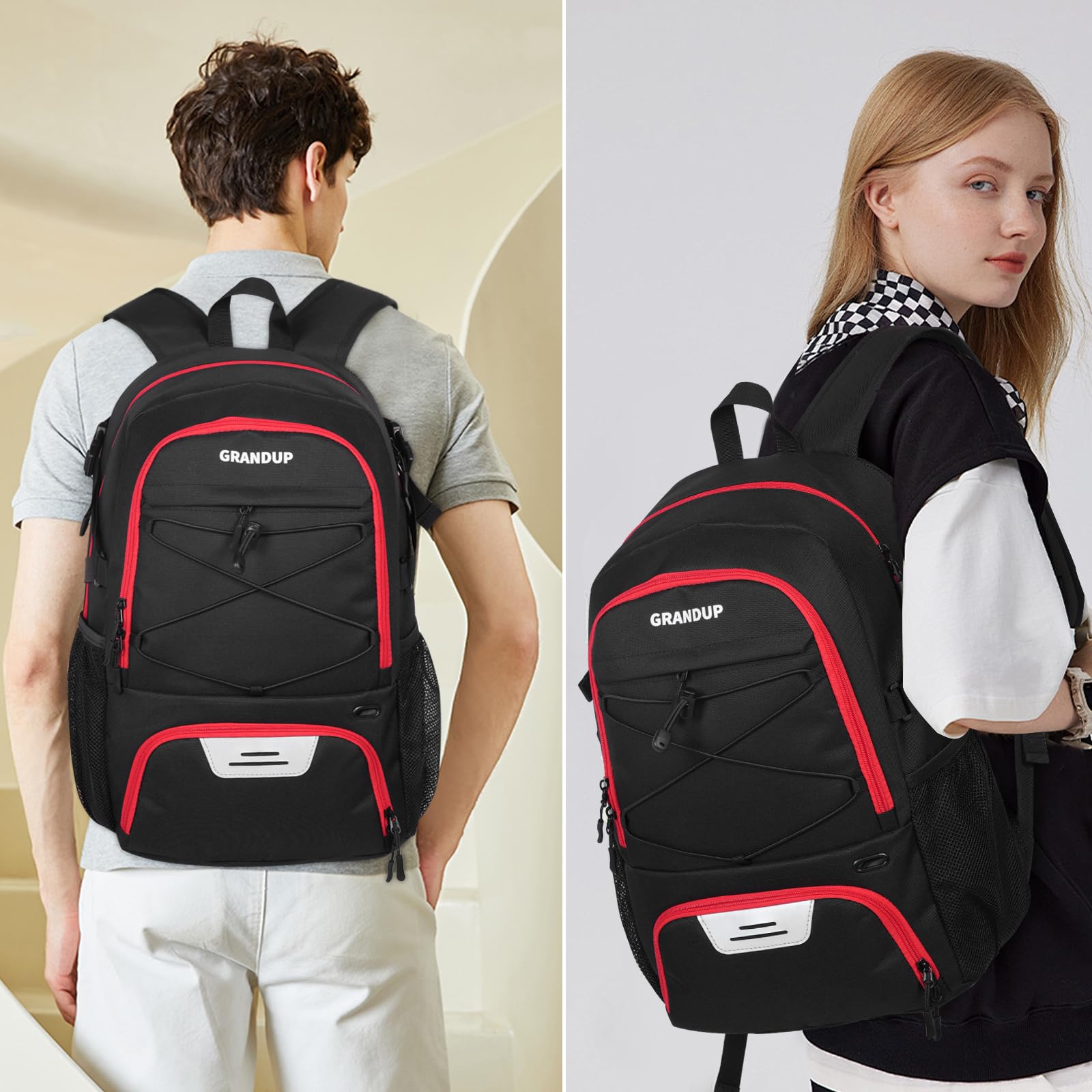 GRANDUP backpack in a gym setting demonstrating multi-sport use and convenience