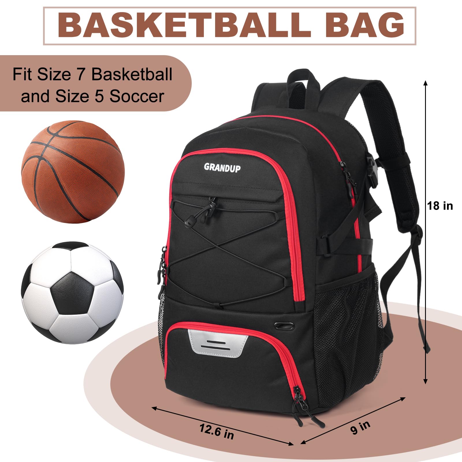 GRANDUP large mesh side pocket holding 64 oz bottle for easy hydration access