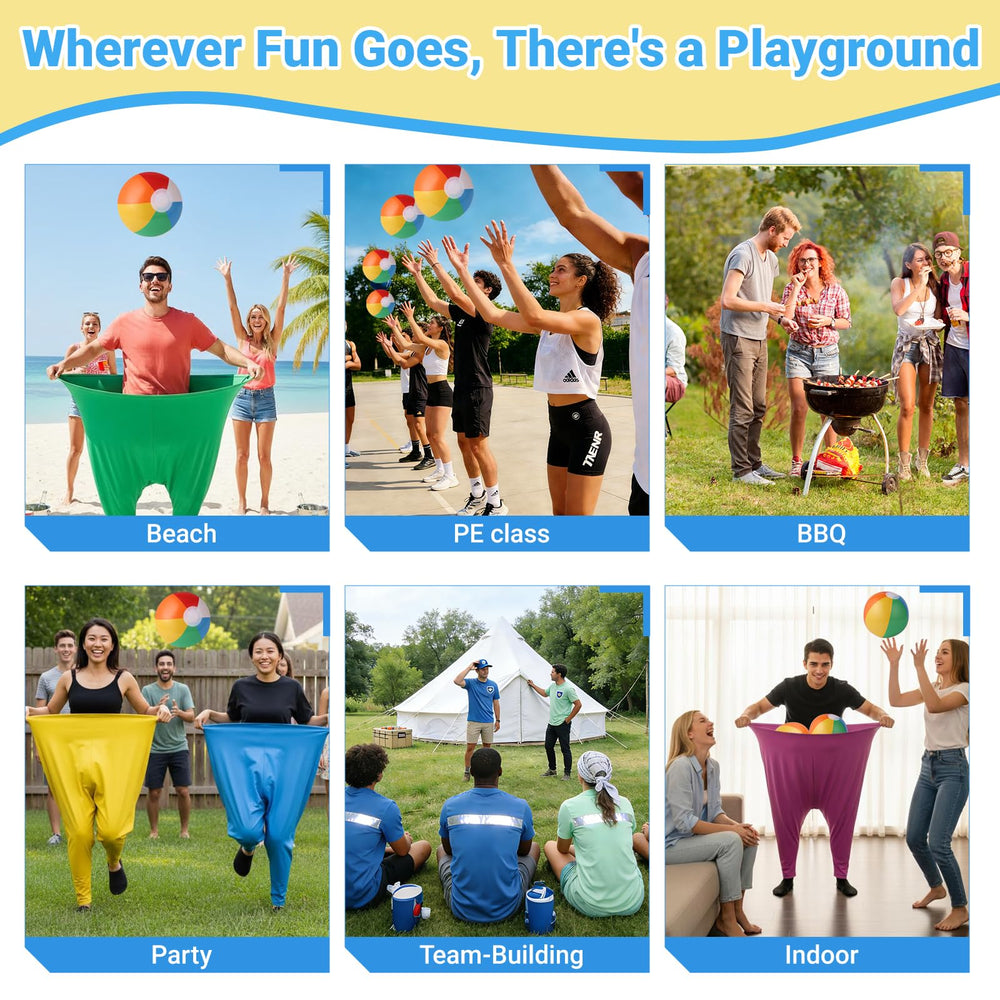 Generic granny pants on beach showing group-friendly outdoor entertainment