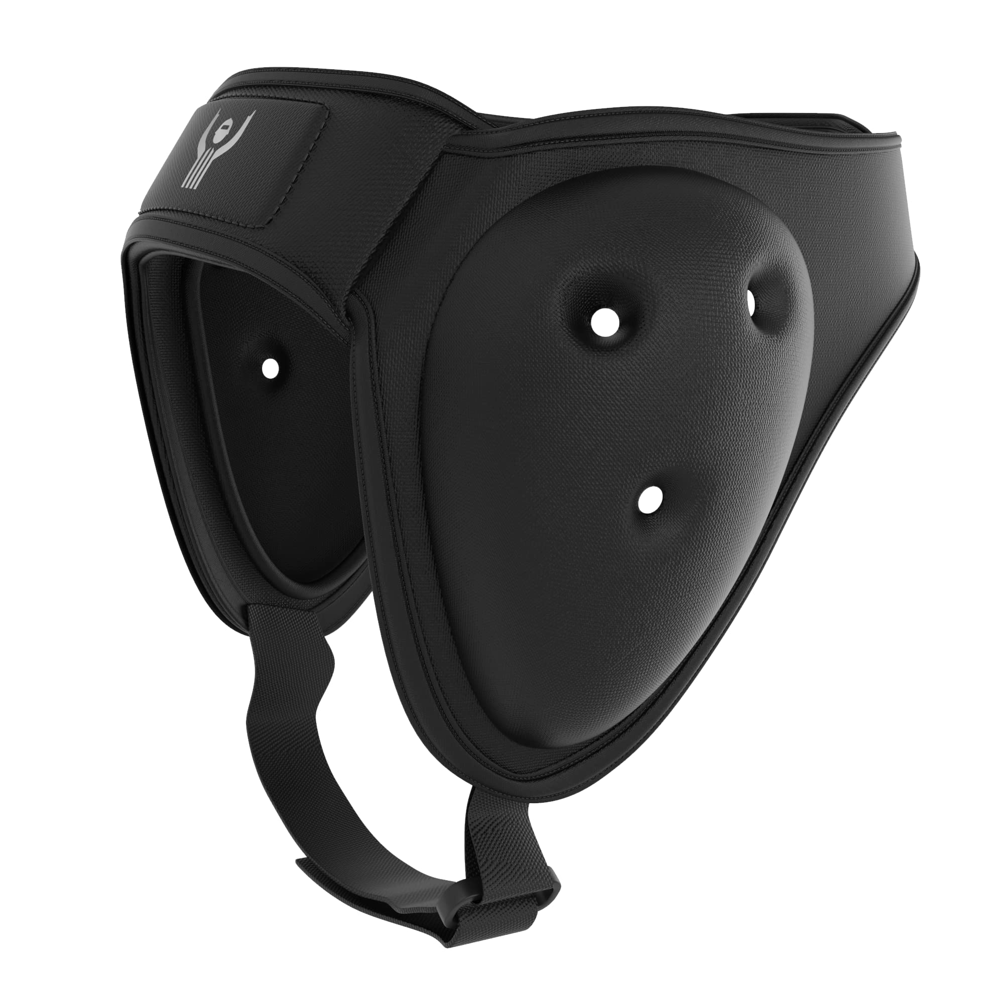 Great Call Athletics headgear beside a hand showing one-size scale and fit