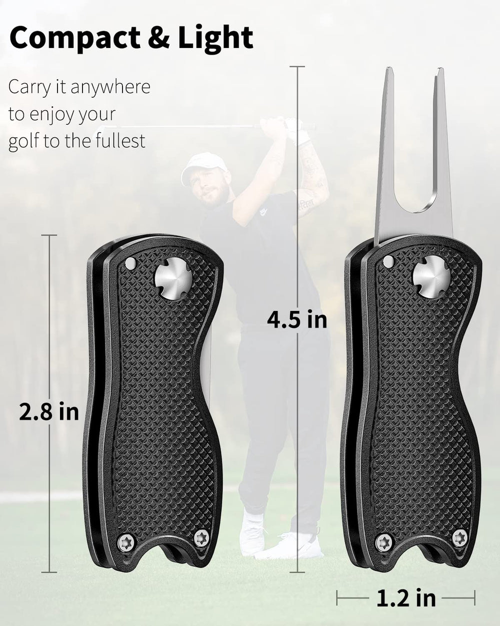 GreenHaven tool in a golfer's hand on the green for fast divot repair