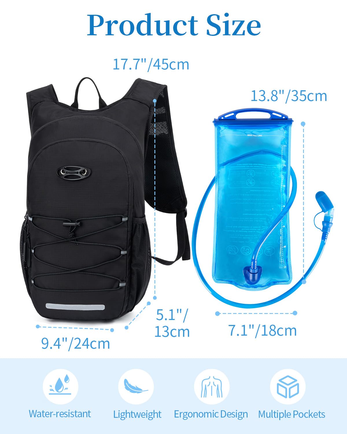 GreenTaya 2L wide-mouth water bladder facilitating easy refills and cleaning
