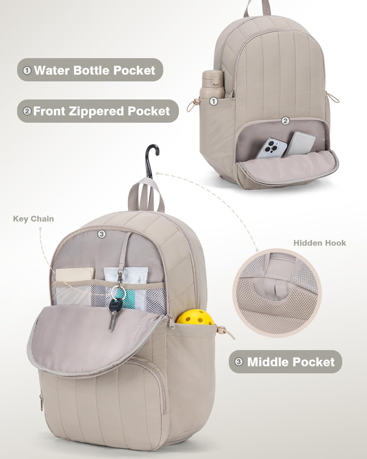GreenTaya padded back panel and straps, ergonomic comfort for long wear benefit
