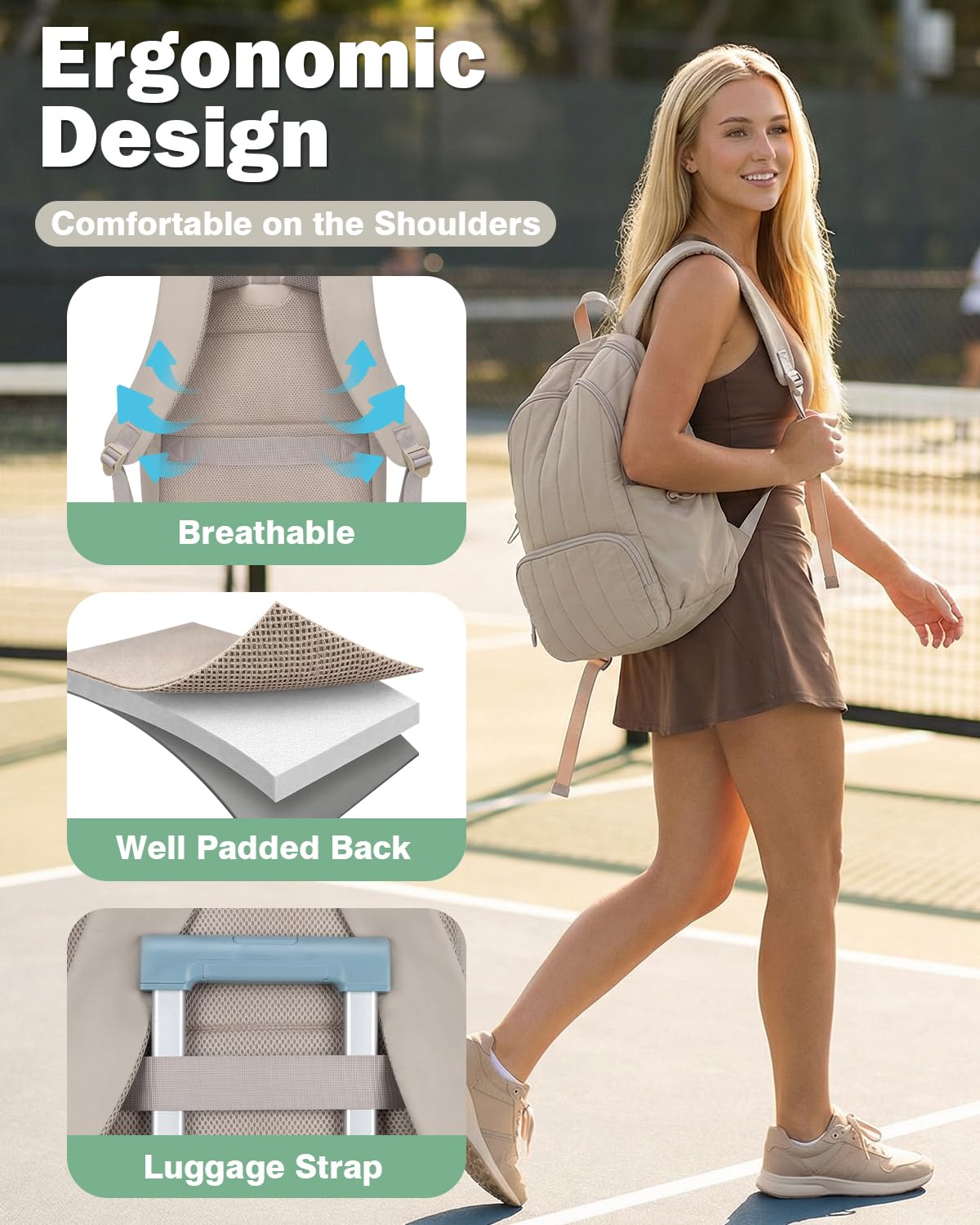 GreenTaya next to water bottle showing dimensions, compact travel-ready benefit