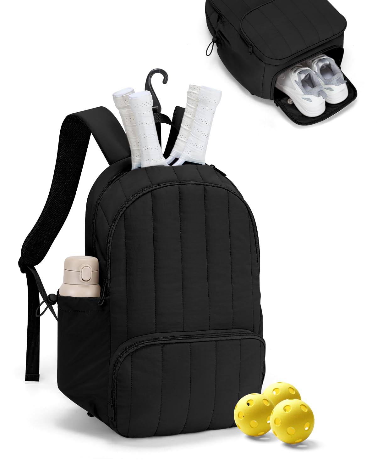 GreenTaya front view showing organized compartments and sleek black design benefit portability