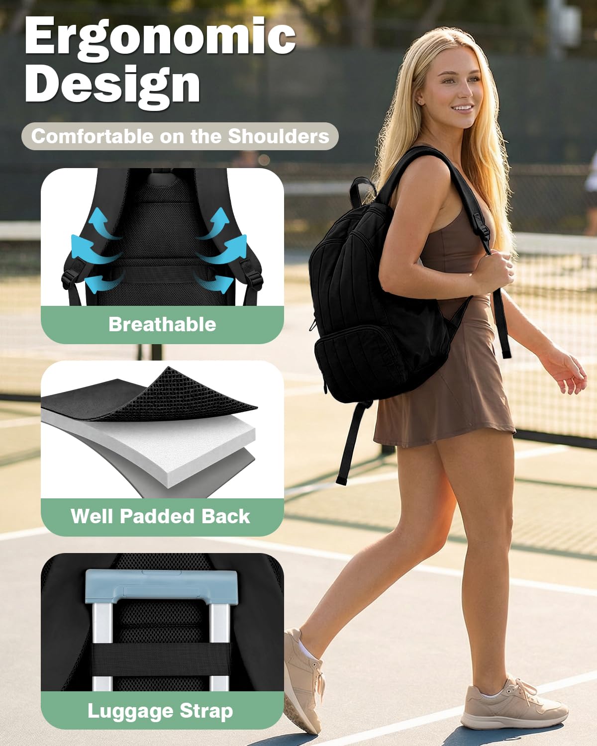 GreenTaya rear luggage strap and top hook easing travel and fence hanging