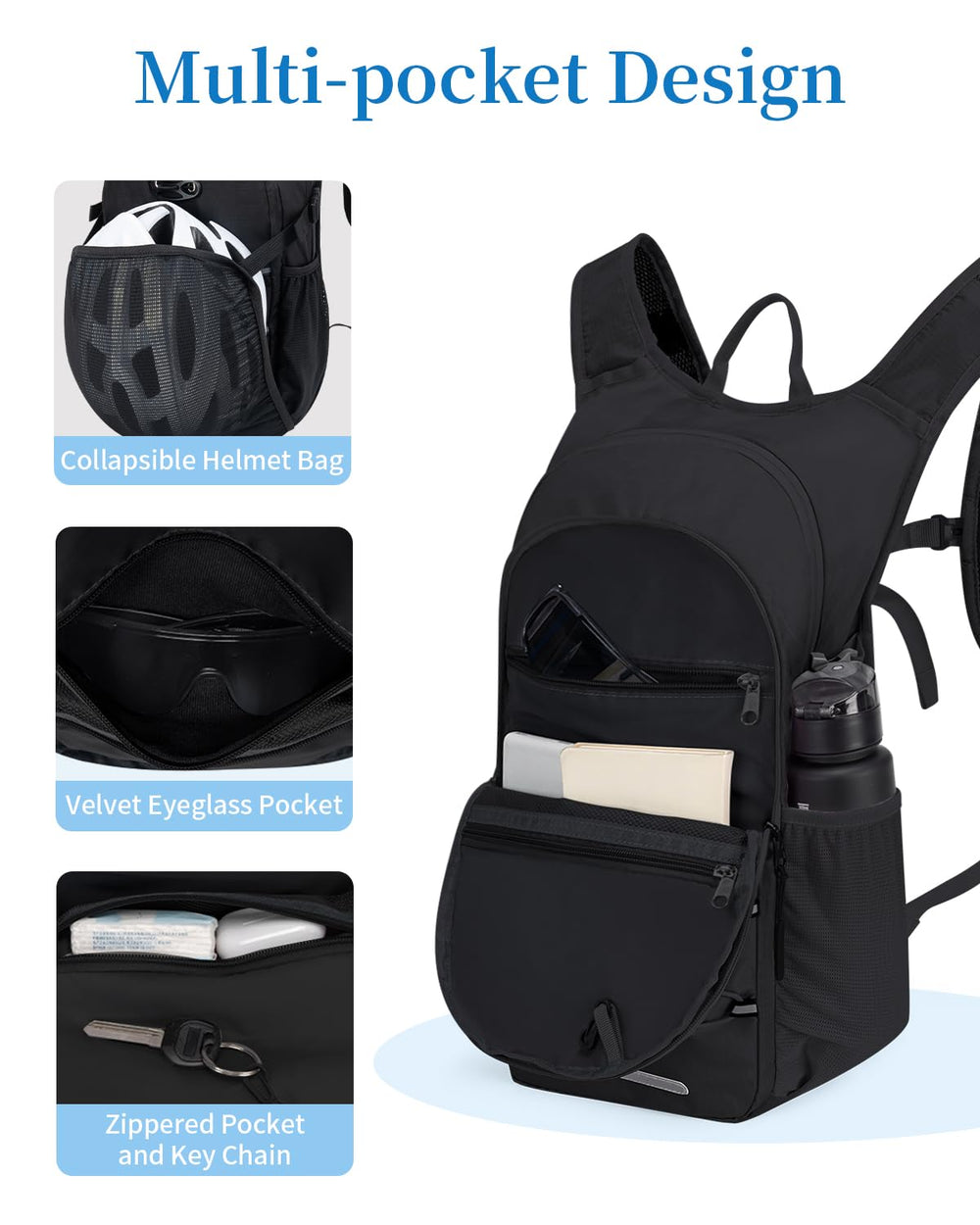 GreenTaya shoulder strap close-up with hydration clip and quick-access pocket