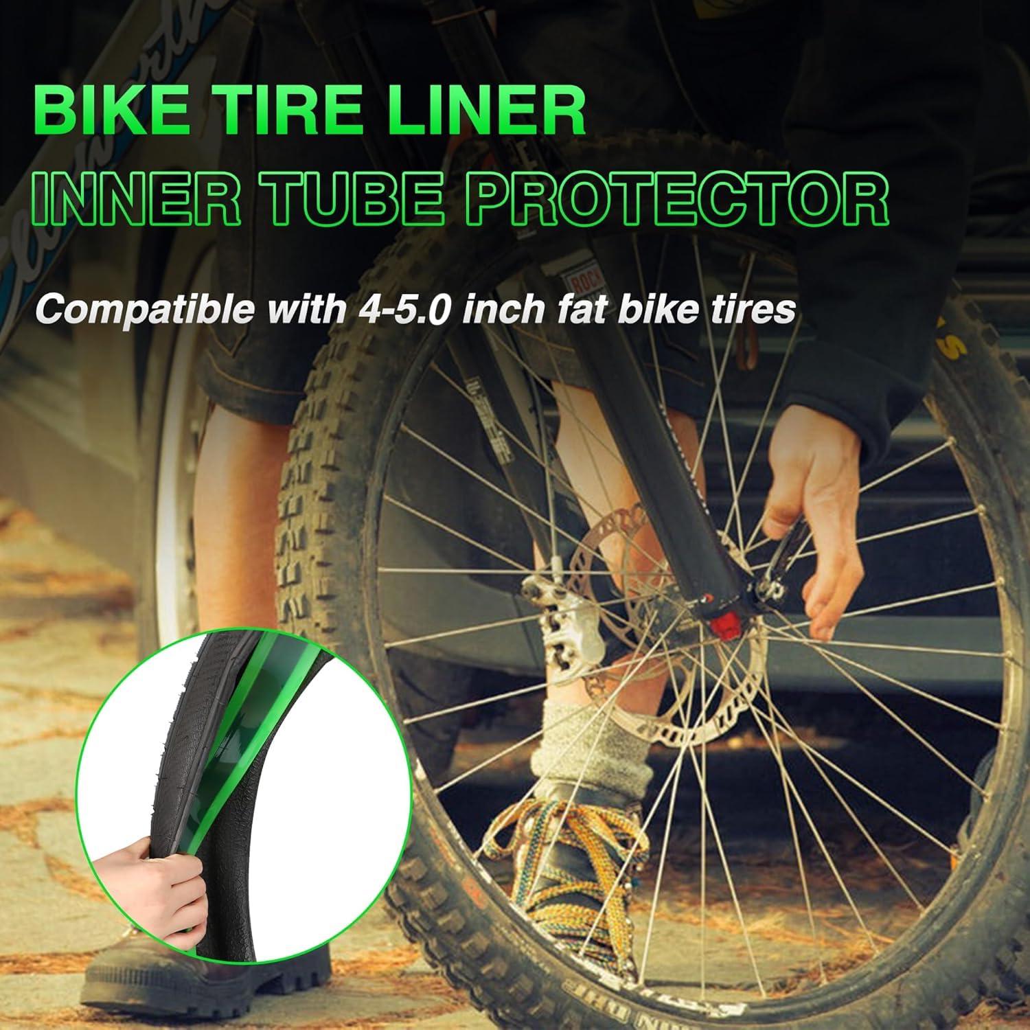 GRELiving liner installed between tire and tube demonstrating added puncture protection